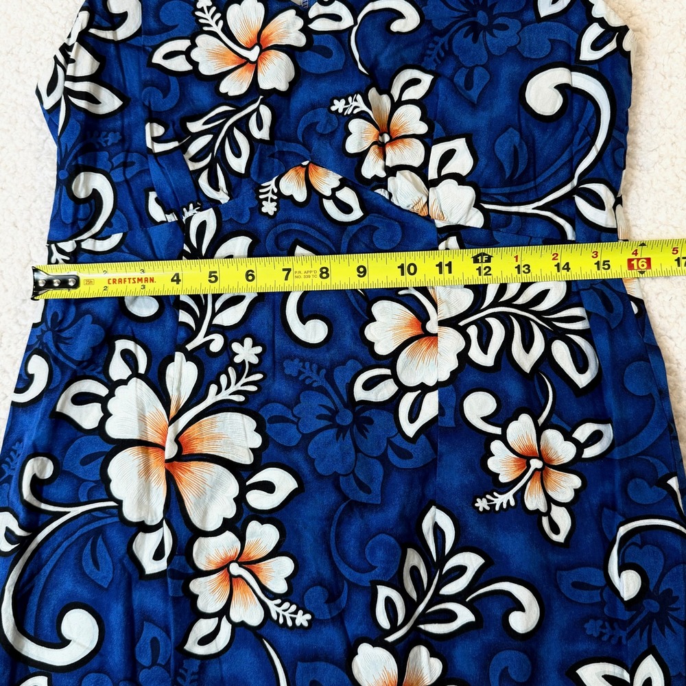 Hilo Hattie Vintage 10 (modern 4) Hawaiian Dress Blue Floral Cotton Made in HI - Picture 7 of 9
